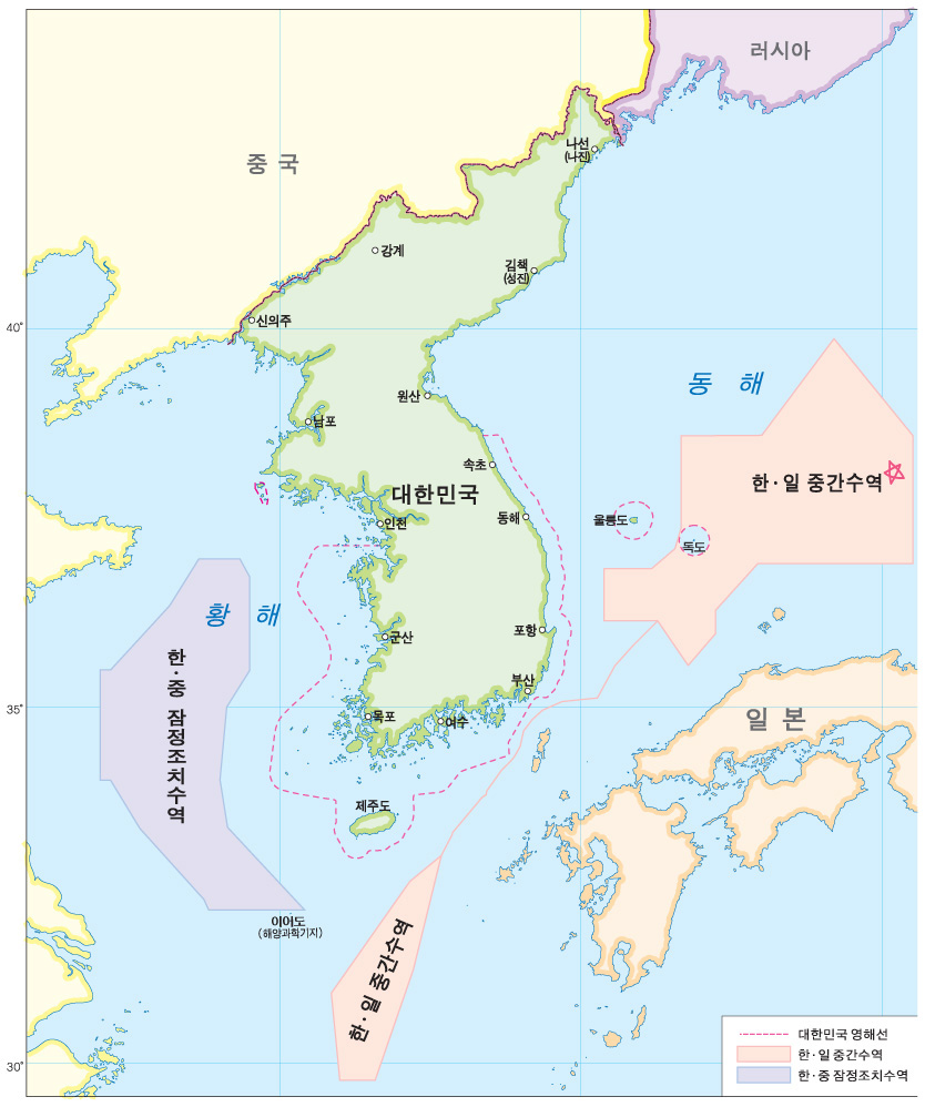 신한일 어업 협정(1998년) 수역도